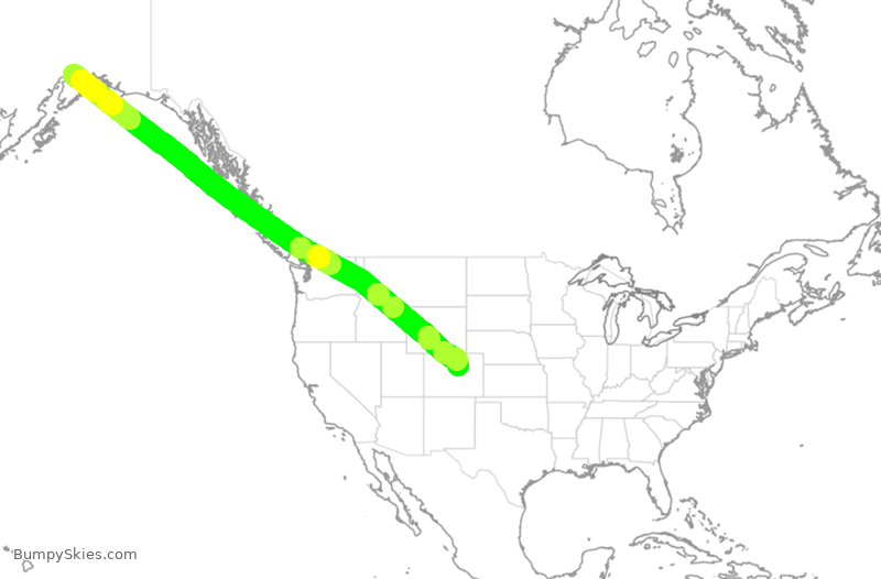 Turbulence forecast map for SWA1716, ANC to DEN