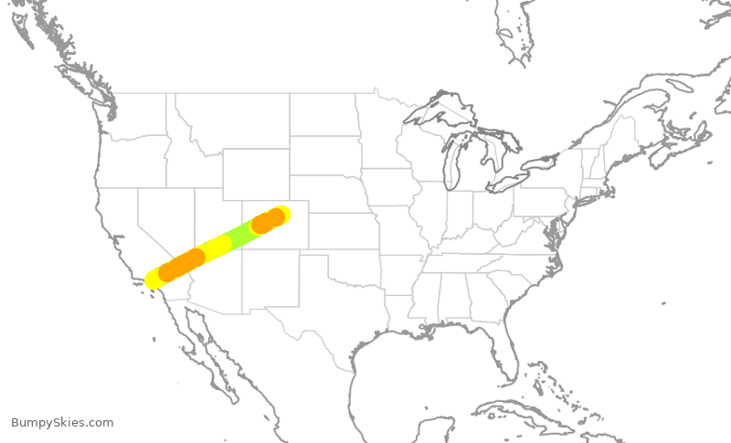 Turbulence forecast map for SWA1718, BUR to DEN