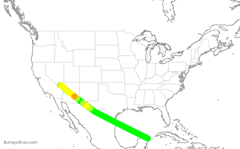 Turbulence forecast map for SWA171, CUN to LAS