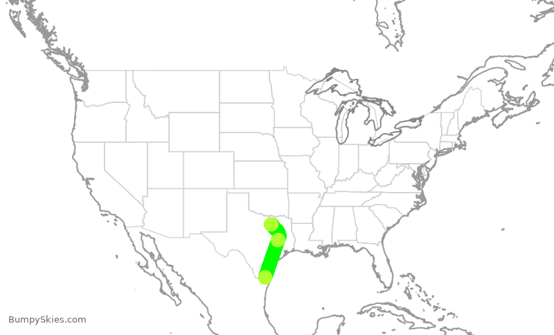 Turbulence forecast map for SWA1726, HRL to DAL