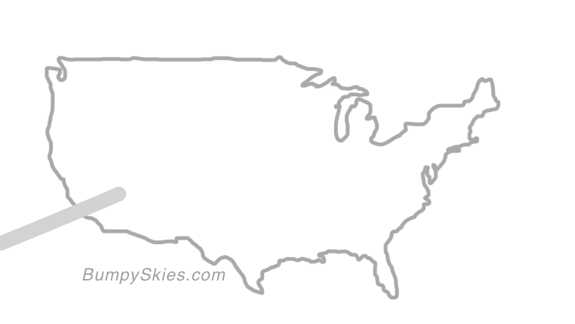 Map of continental US with illustrated flight path and turbulence forecast (described in text below)