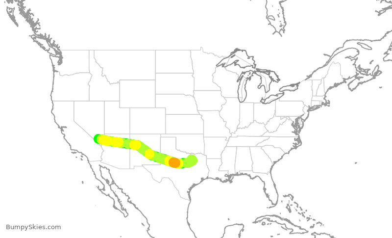 Turbulence forecast map for SWA1734, LAS to DAL