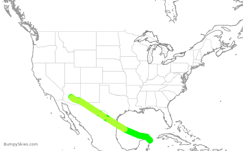 Turbulence forecast map for SWA1735, PHX to MUN
