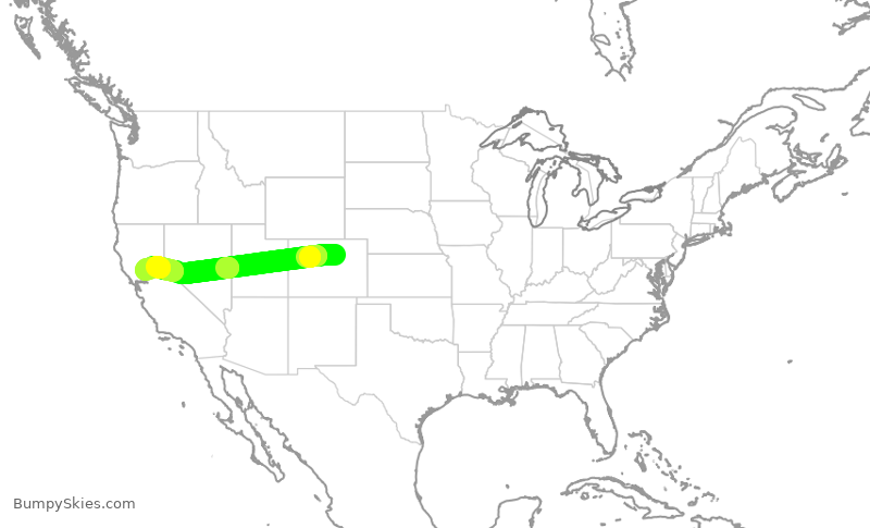 Turbulence forecast map for SWA1739, DEN to SMF