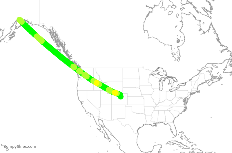 Turbulence forecast map for SWA173, ANC to DEN