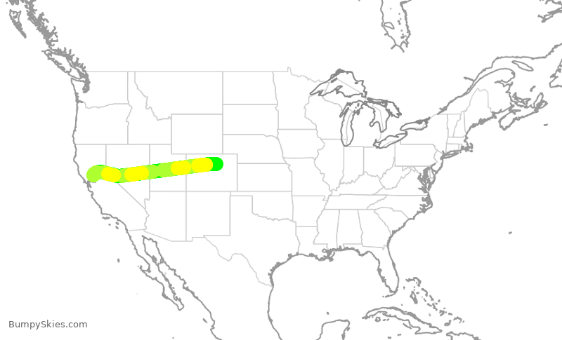 Turbulence forecast map for SWA1741, DEN to SMF