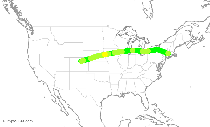Turbulence forecast map for SWA1742, BDL to DEN