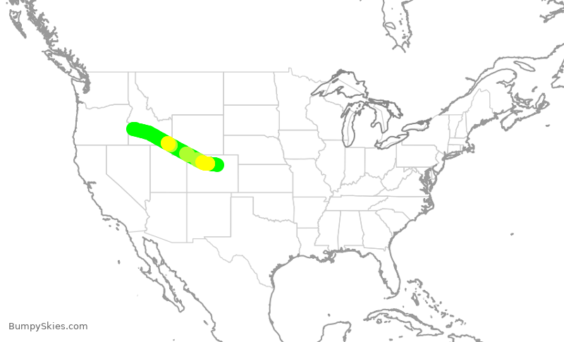 Turbulence forecast map for SWA1744, DEN to BOI