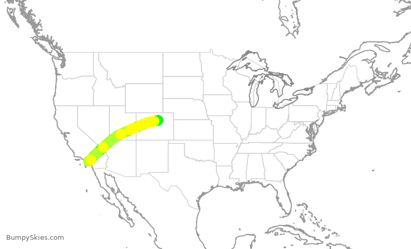 Turbulence forecast map for SWA1748, DEN to SNA