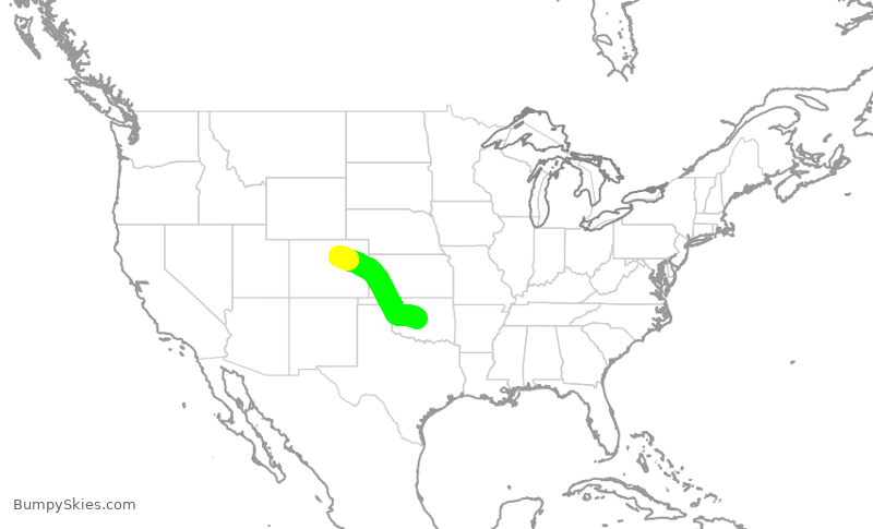 Turbulence forecast map for SWA174, DEN to OKC