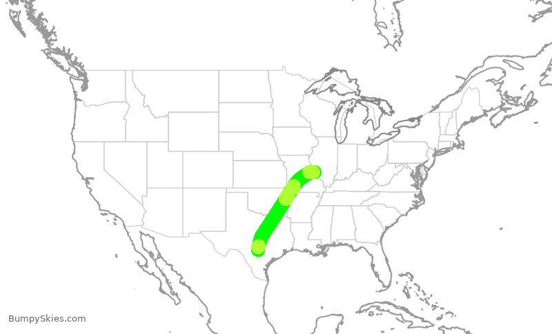Turbulence forecast map for SWA174, SAT to STL