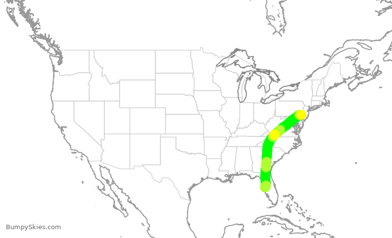 Turbulence forecast map for SWA1752, PHL to TPA
