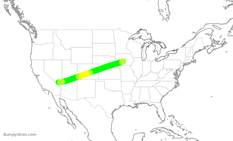 Turbulence forecast map for SWA1755, LAS to DSM