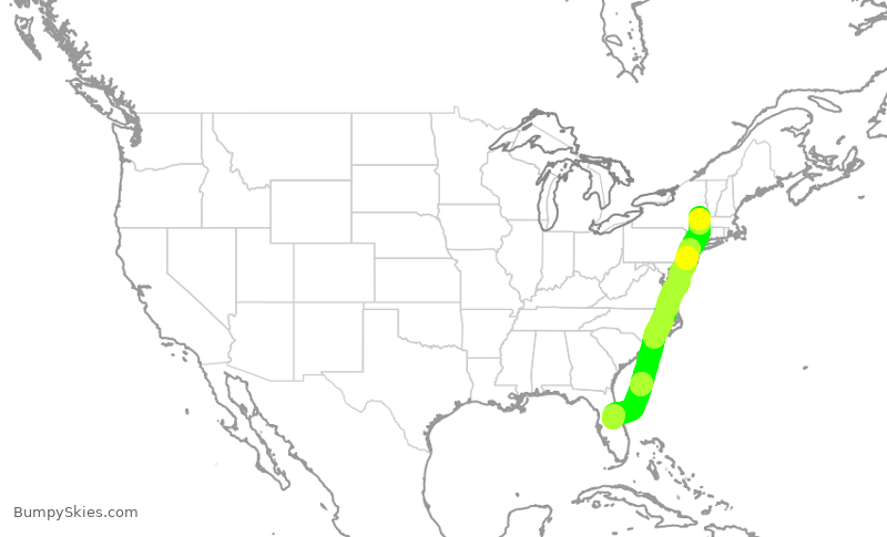 Turbulence forecast map for SWA175, ALB to MCO