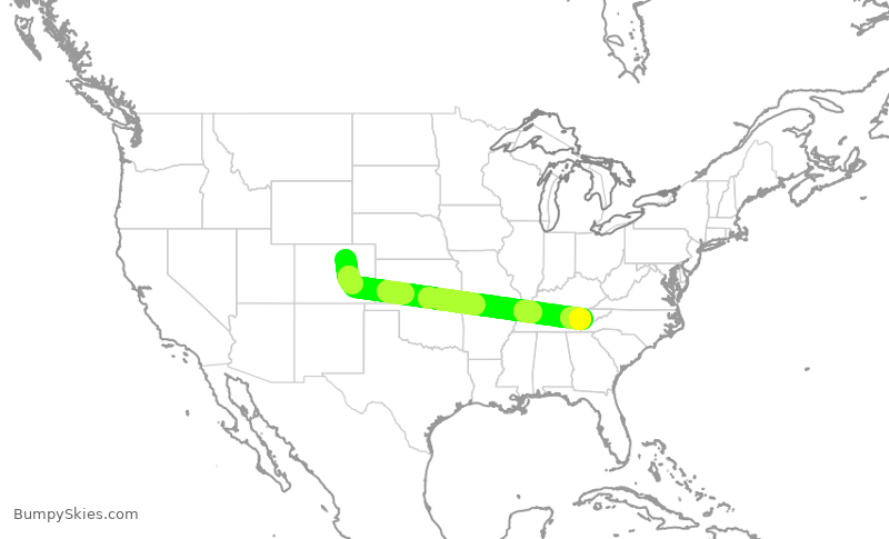 Turbulence forecast map for SWA1768, DEN to TYS