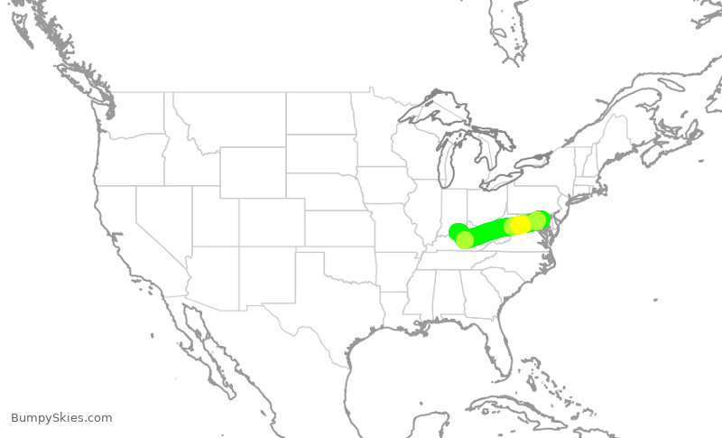 Turbulence forecast map for SWA1770, BWI to SDF