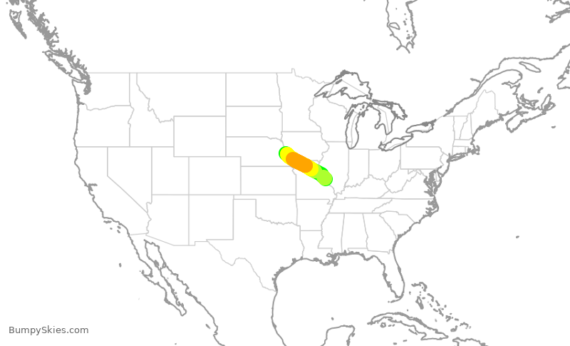 Turbulence forecast map for SWA1773, STL to OMA