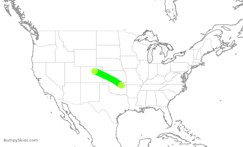 Turbulence forecast map for SWA1776, DEN to TUL