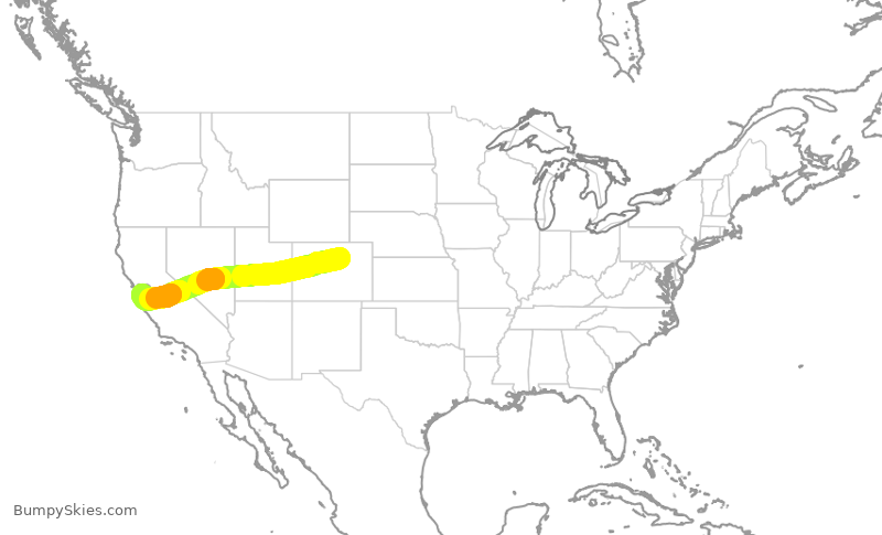 Turbulence forecast map for SWA1777, DEN to SJC