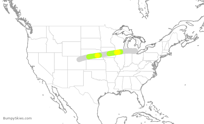 Turbulence forecast map for SWA1778, DTW to DEN