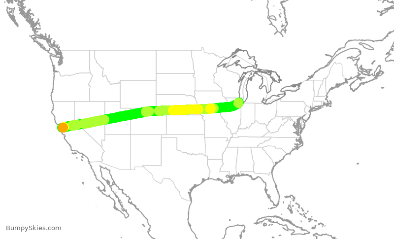 Turbulence forecast map for SWA1779, SFO to MDW