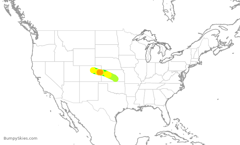 Turbulence forecast map for SWA1781, DEN to ICT