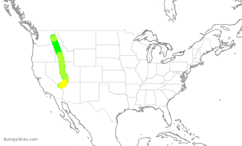 Turbulence forecast map for SWA1782, GEG to LAS