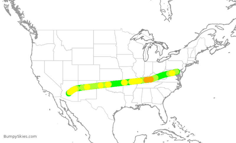 Turbulence forecast map for SWA1783, BWI to PHX