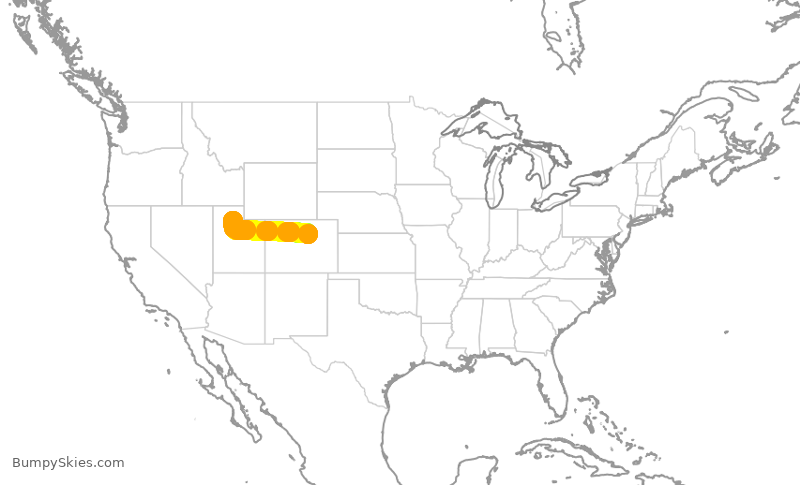 Turbulence forecast map for SWA1785, DEN to SLC