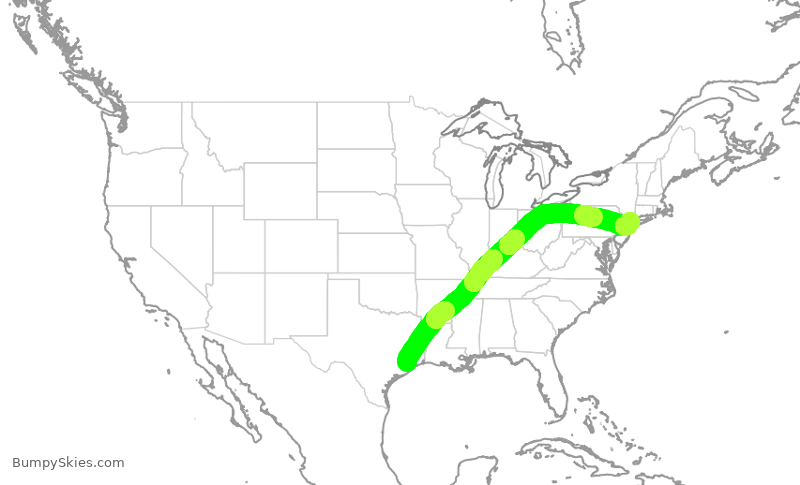 Turbulence forecast map for SWA1790, HOU to LGA