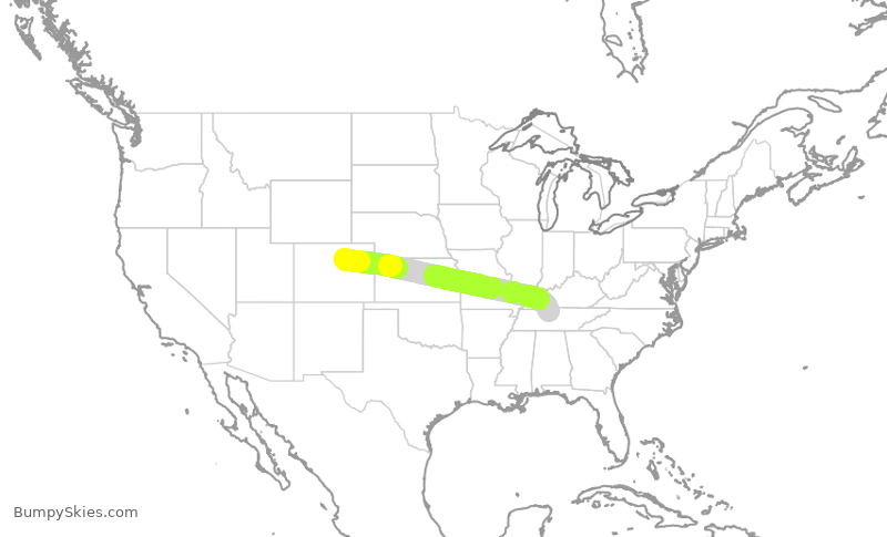 Turbulence forecast map for SWA1792, DEN to BNA