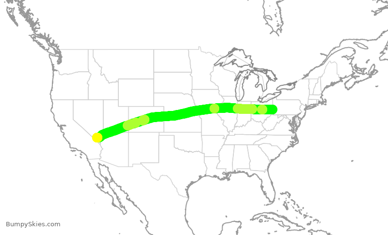 Turbulence forecast map for SWA1793, PIT to LAS