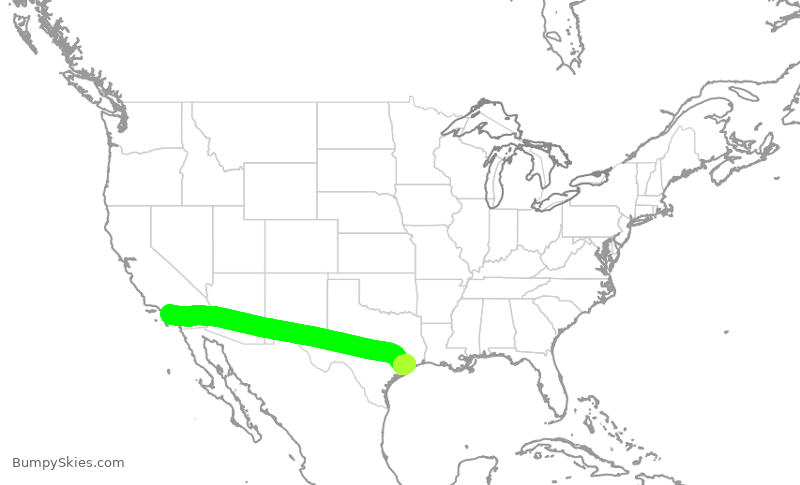 Turbulence forecast map for SWA1796, LGB to HOU