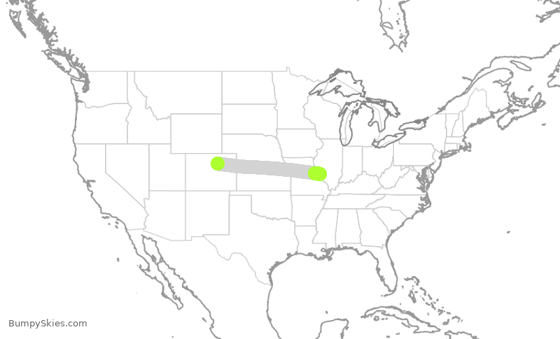 Turbulence forecast map for SWA1798, DEN to STL