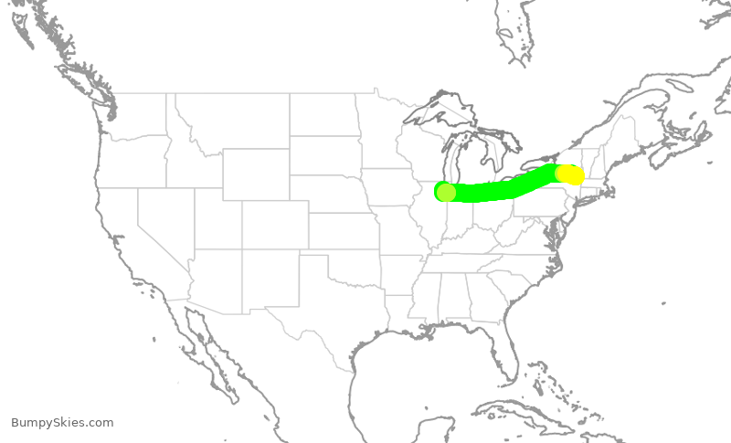 Turbulence forecast map for SWA179, ALB to MDW