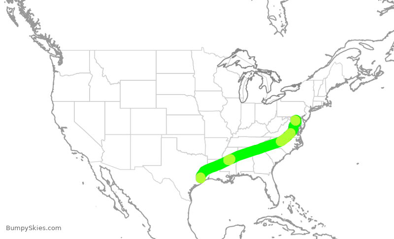 Turbulence forecast map for SWA179, HOU to BWI