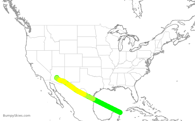 Turbulence forecast map for SWA180, MUN to PHX