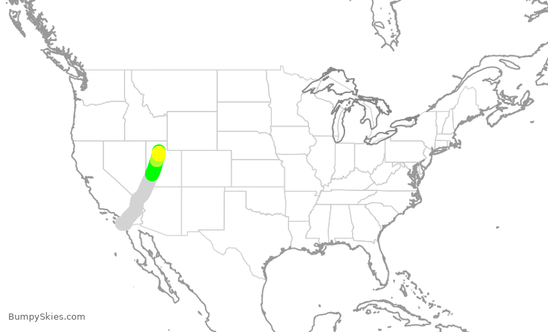 Turbulence forecast map for SWA1810, SAN to SLC