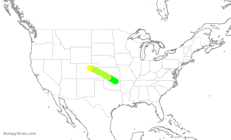 Turbulence forecast map for SWA1813, DEN to TUL