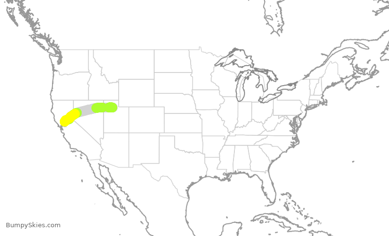 Turbulence forecast map for SWA1816, SLC to SMF