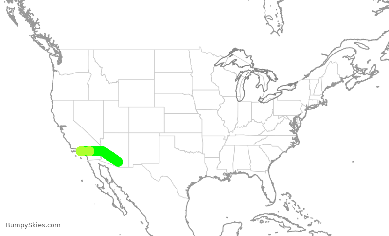 Turbulence forecast map for SWA1817, TUS to LAX