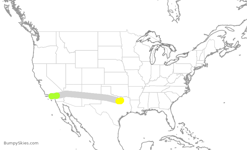 Turbulence forecast map for SWA1823, DAL to LAX