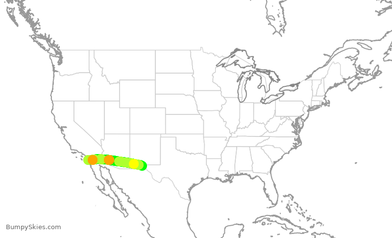 Turbulence forecast map for SWA1823, ELP to SAN