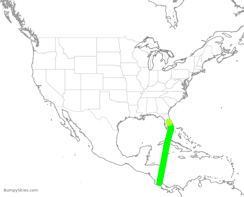 Turbulence forecast map for SWA182, SJO to MCO