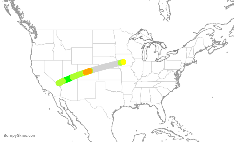 Turbulence forecast map for SWA1833, DSM to LAS