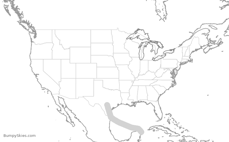 Turbulence forecast map for SWA1836, SAT to CUN