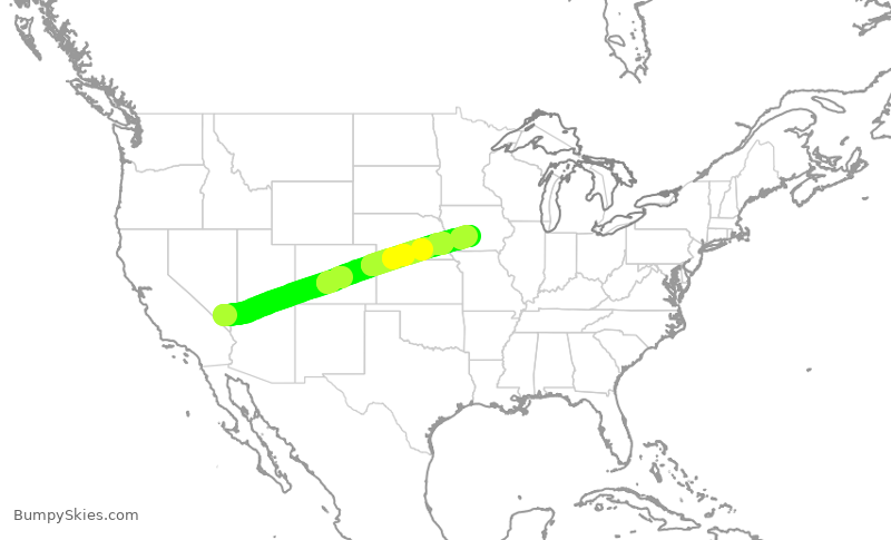 Turbulence forecast map for SWA1838, LAS to DSM