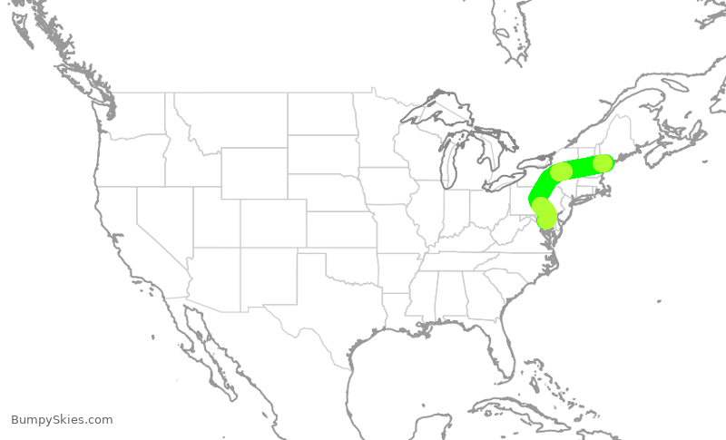 Turbulence forecast map for SWA183, PWM to BWI