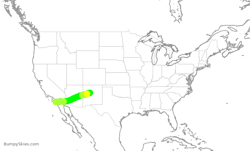 Turbulence forecast map for SWA1843, SAN to ABQ