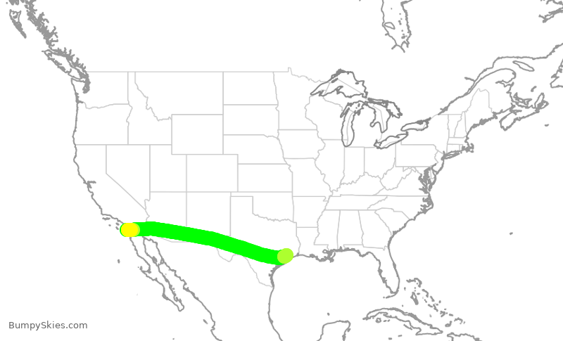 Turbulence forecast map for SWA1849, SAN to HOU